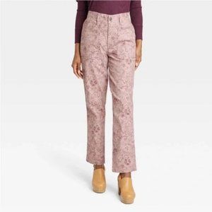 Knox Rose Twill Pink Floral Straight Leg Pants Size L